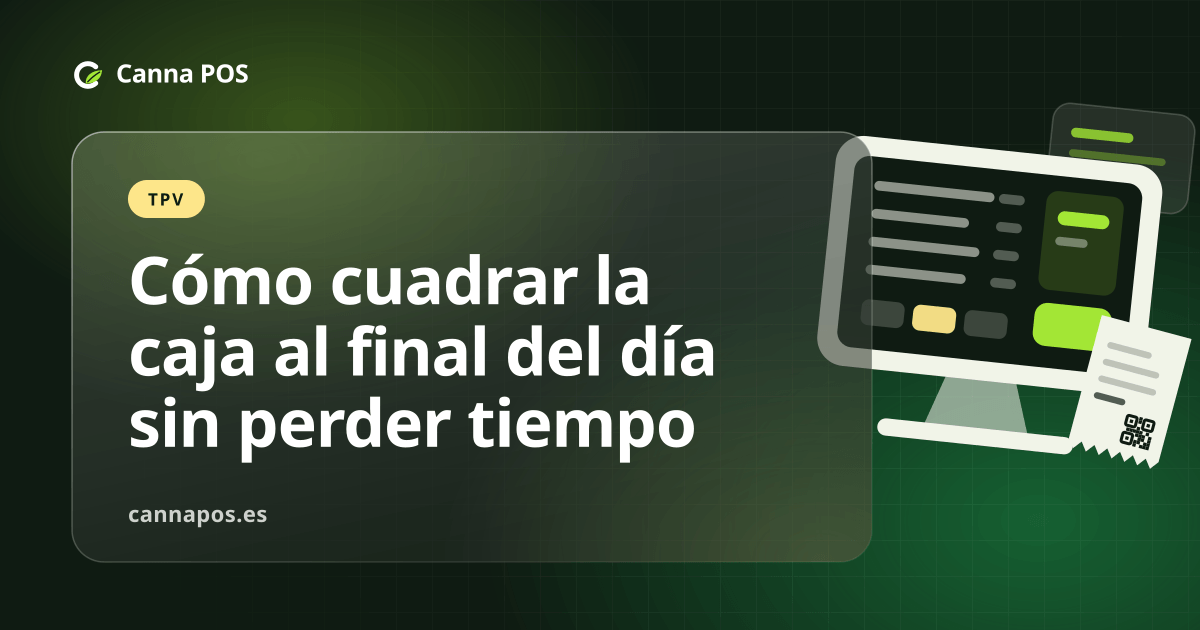 Recuento de billetes y monedas junto a una caja registradora al cierre de una tienda.