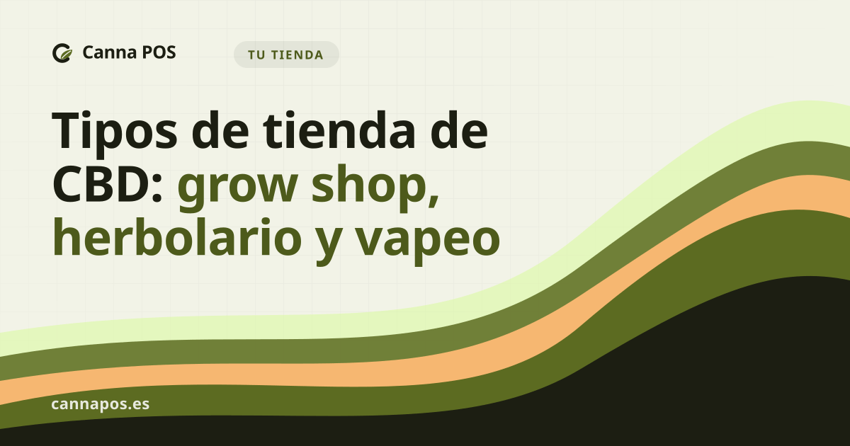 Mostrador de una tienda minorista con productos de CBD, parafernalia y estanterías organizadas por categorías